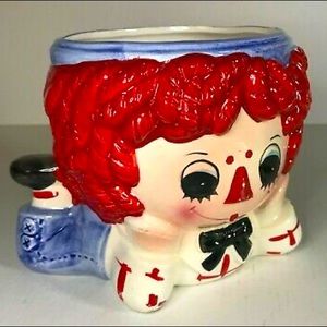 Vintage Rubens Originals 1976 Laying Raggedy Andy Planter, No Chips Or Cracks